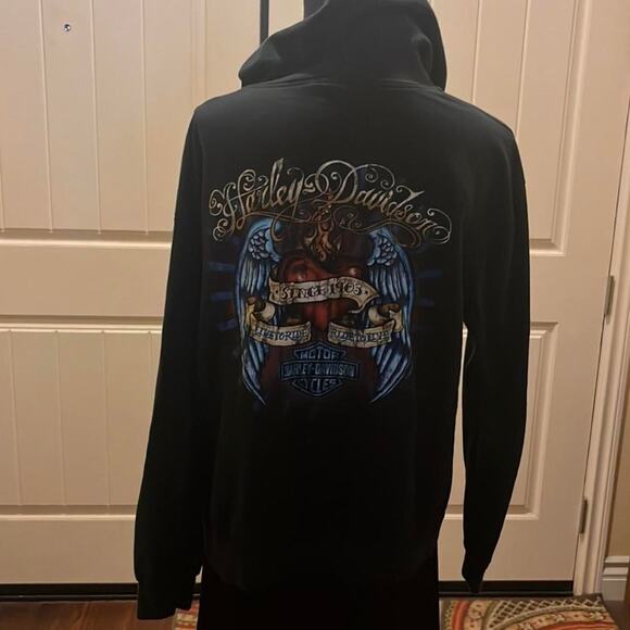 Harley Davidson black Angel wings hoodie jacket M - Picture 1 of 5